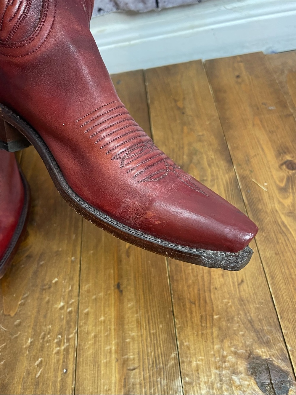 Lucchese Nicole red leather cowgirl boots Womens size 8.5B - REPAIRED - Picture 5 of 12